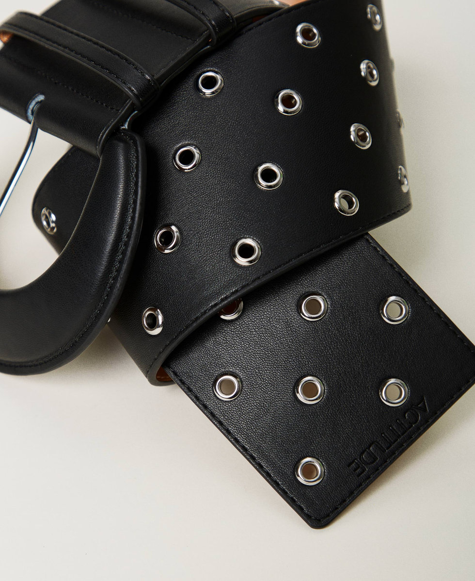 High waist belt with eyelets Woman Black TWINSET Milano