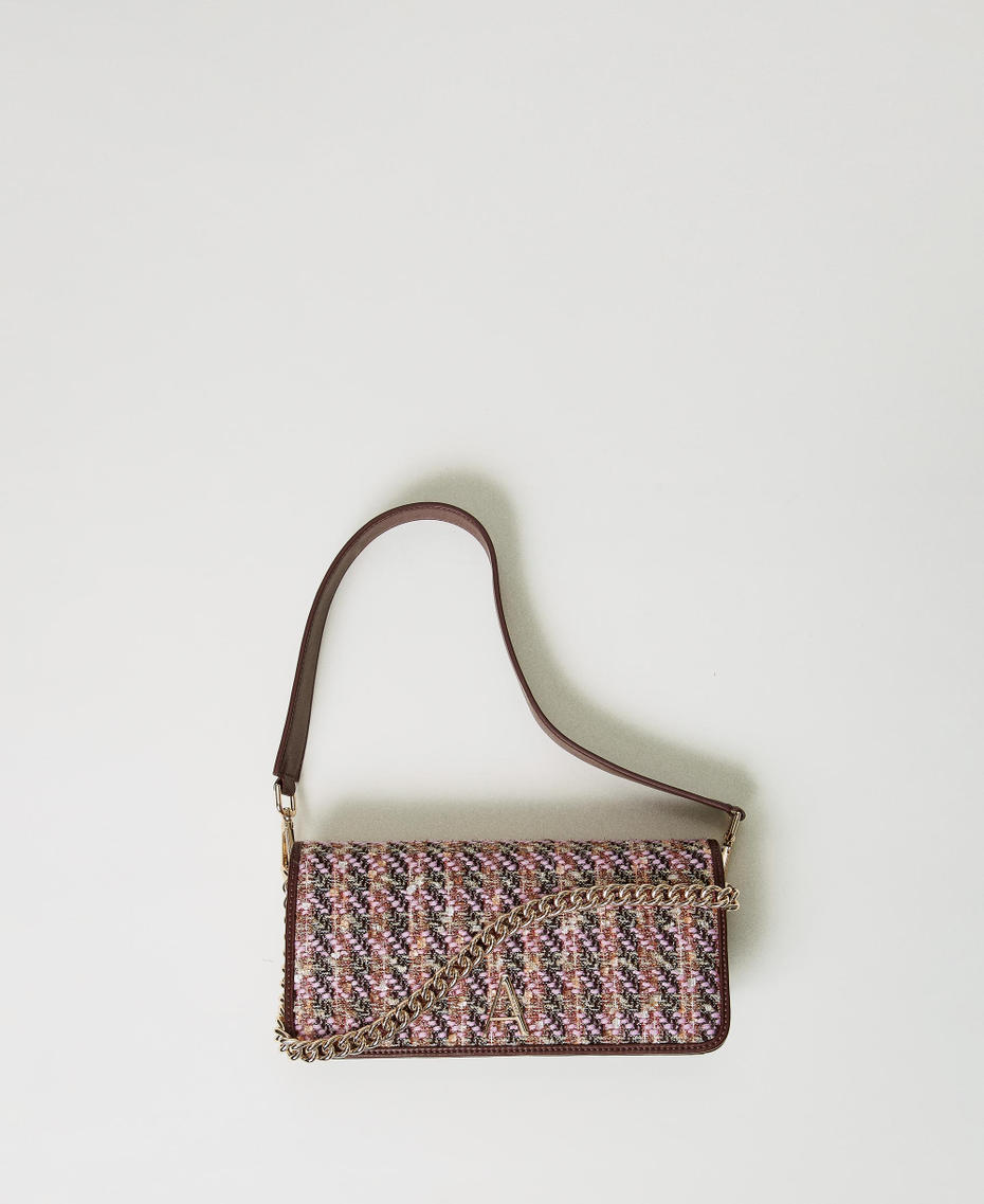 Shoulder bag with multicoloured boucl&eacute; yarn Pink Tulle Boucl&egrave; Woman 242AA7060_11799_01