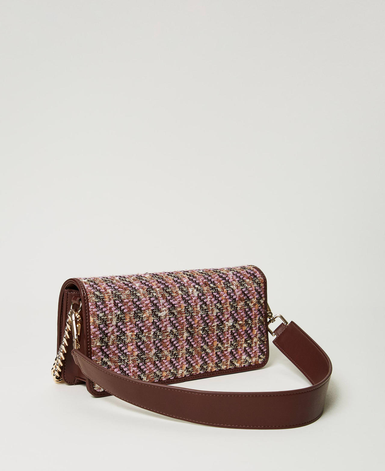 Shoulder bag with multicoloured boucl&eacute; yarn Pink Tulle Boucl&egrave; Woman 242AA7060_11799_03