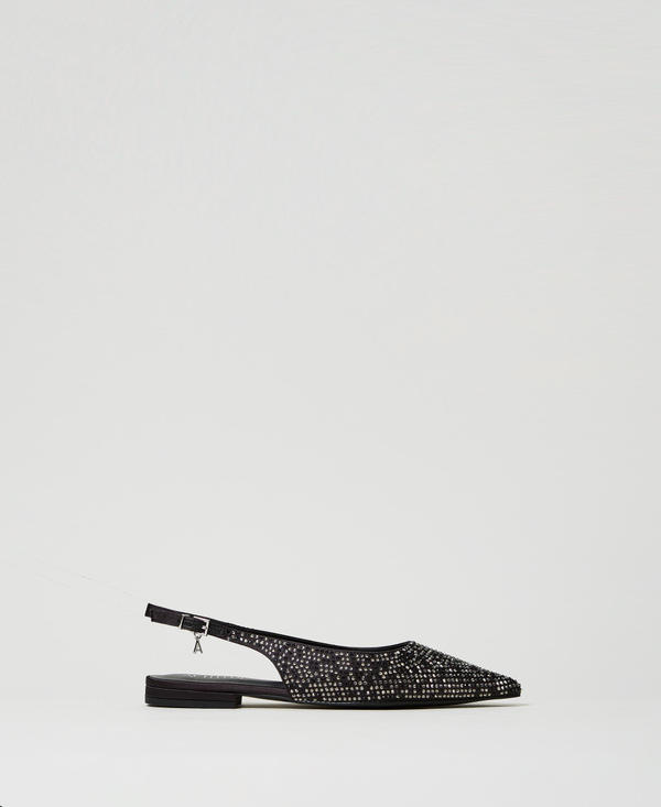 Sling back ballerina shoes with rhinestones
