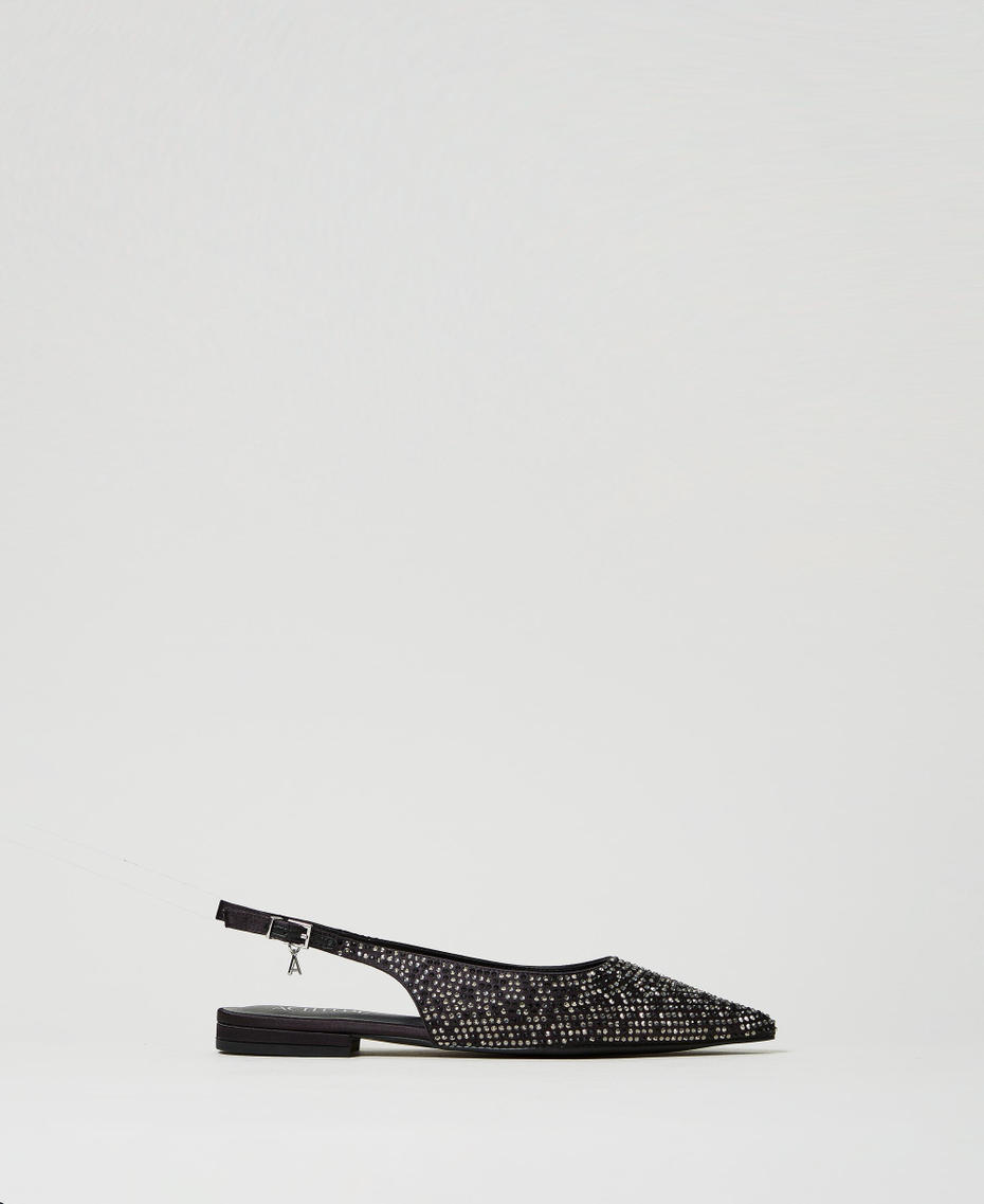 Slingback-Ballerina mit Strass Schwarz Frau 242ACP014_00006_01
