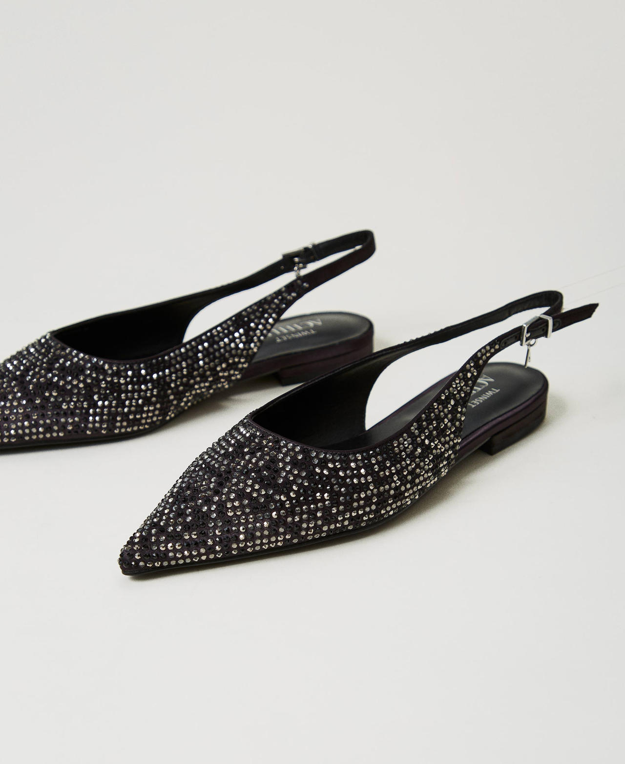 Slingback-Ballerina mit Strass Schwarz Frau 242ACP014_00006_02