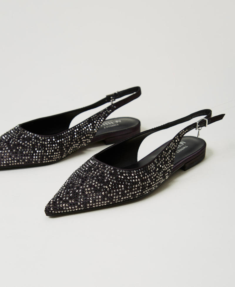 Slingback-Ballerina mit Strass Schwarz Frau 242ACP014_00006_02