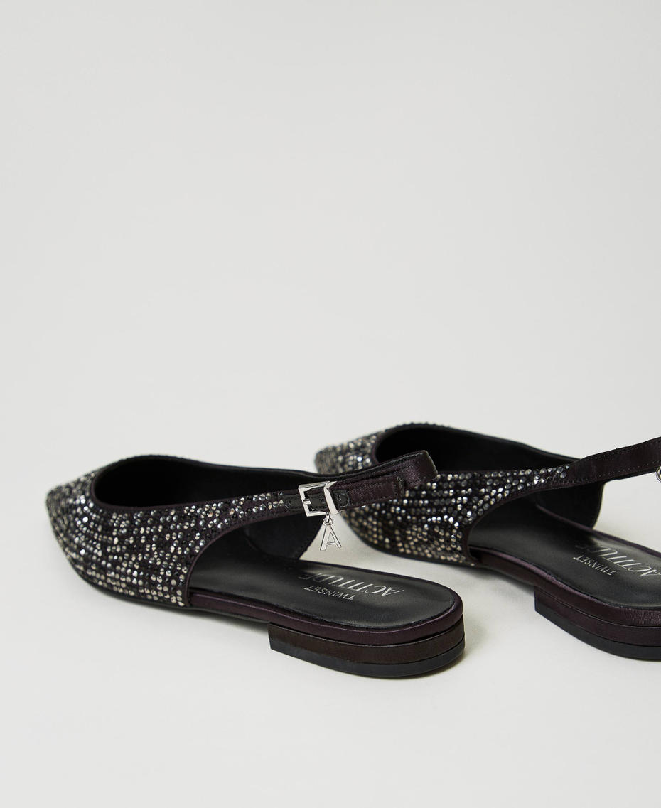 Slingback-Ballerina mit Strass Schwarz Frau 242ACP014_00006_03