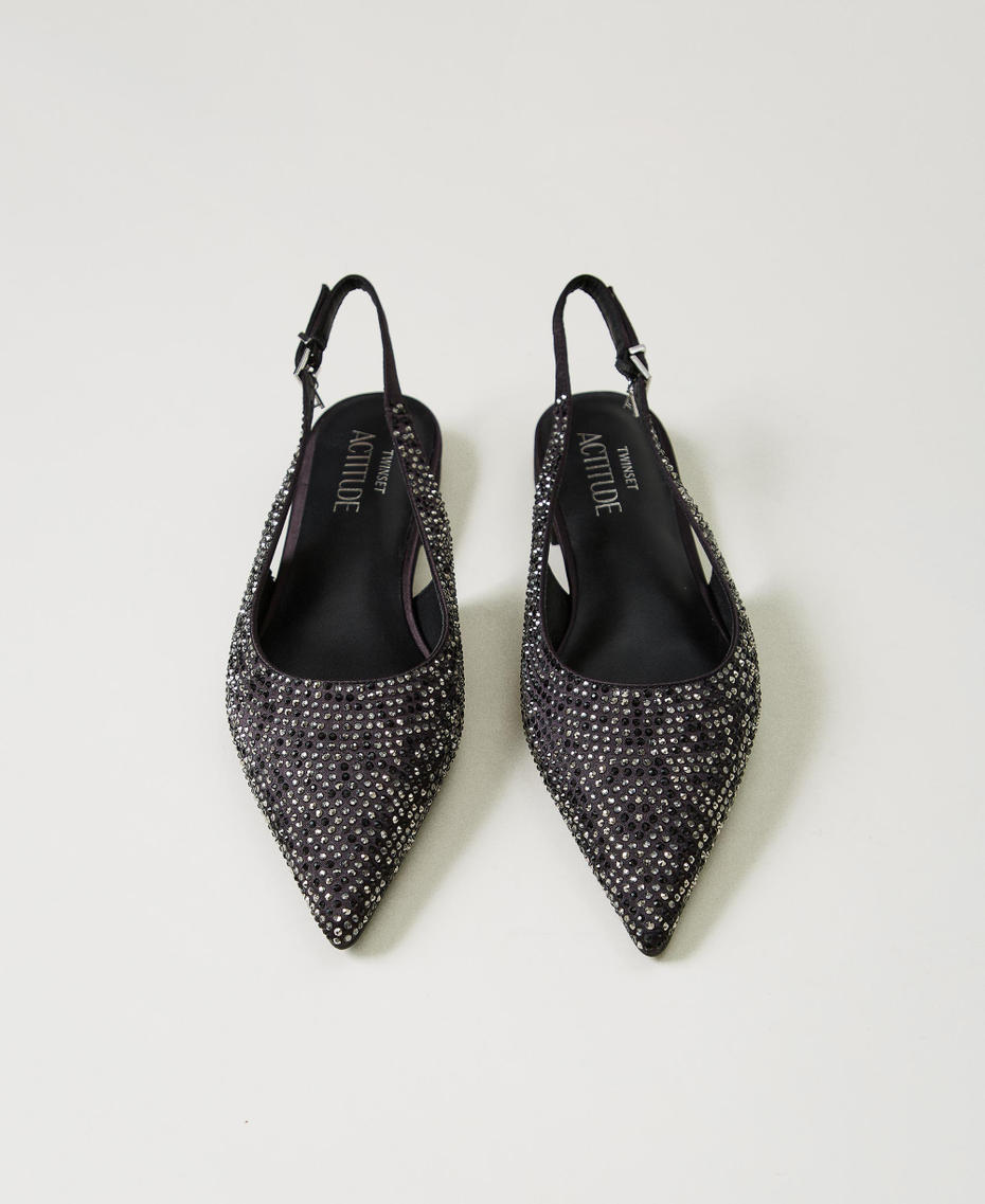 Slingback-Ballerina mit Strass Schwarz Frau 242ACP014_00006_04
