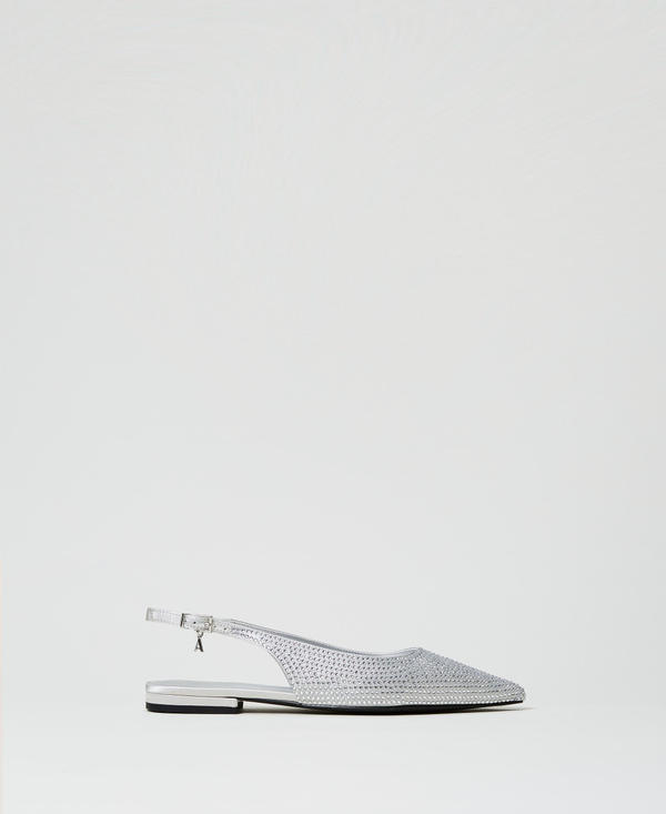 Sling back ballerina shoes with rhinestones