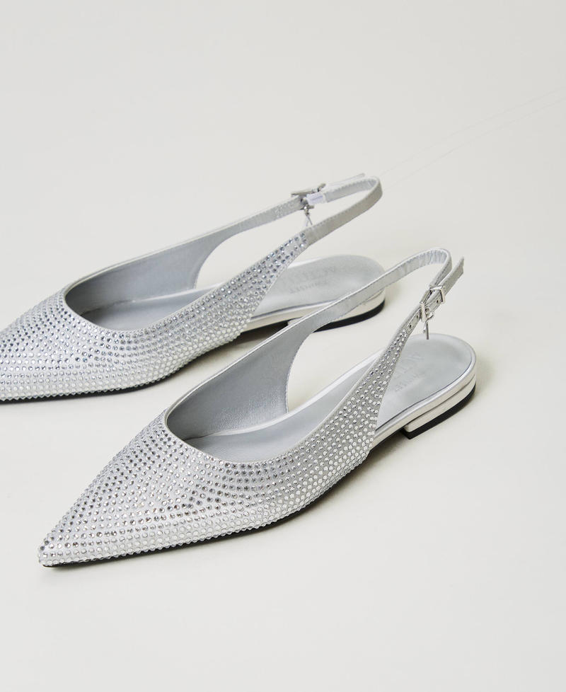 Sling back ballerina shoes with rhinestones Fume Grey Woman 242ACP014_00736_02