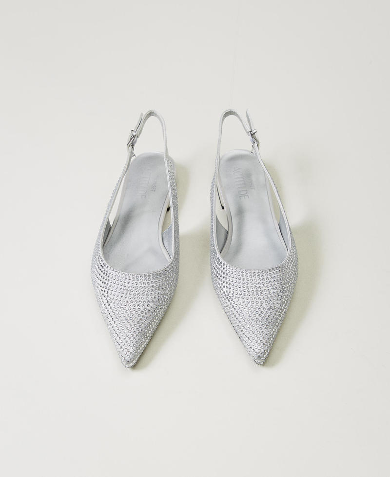Sling back ballerina shoes with rhinestones Fume Grey Woman 242ACP014_00736_04
