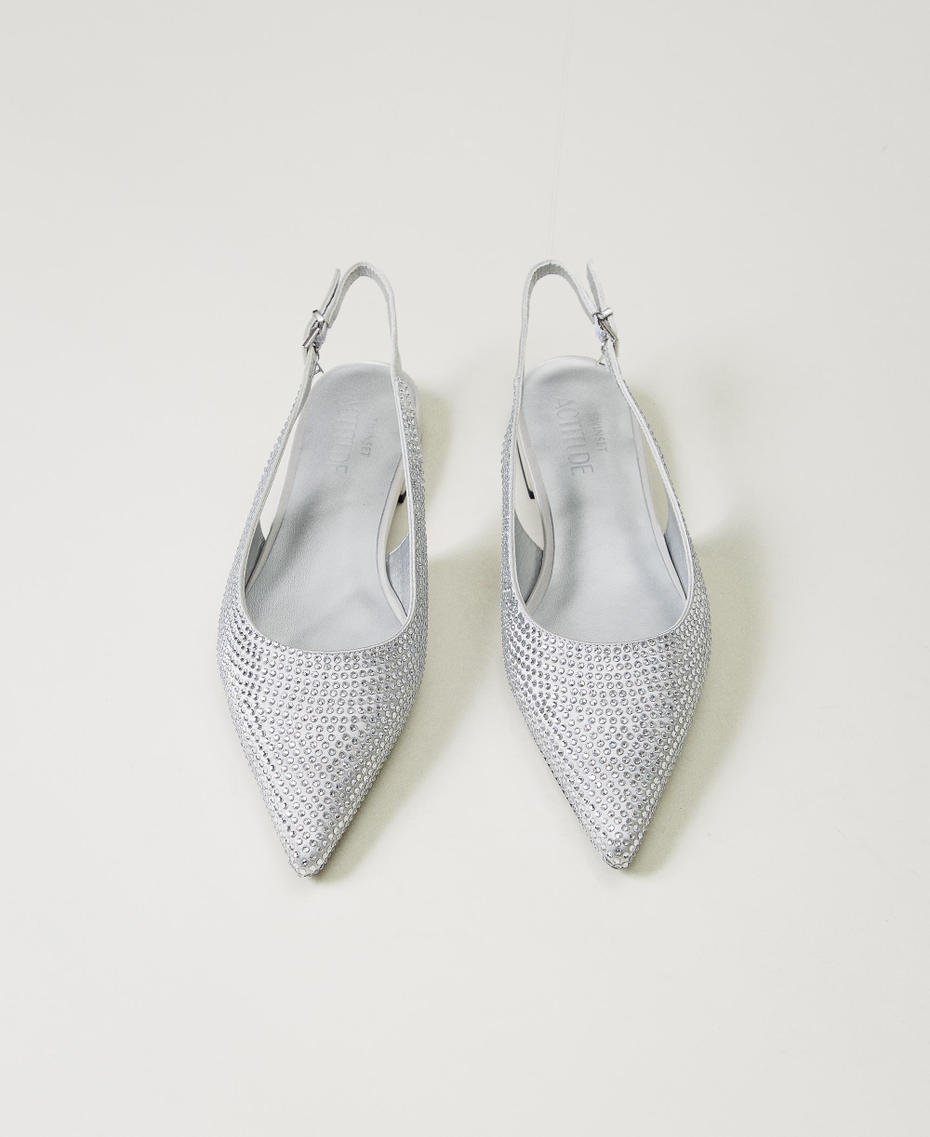 Sling back ballerina shoes with rhinestones Fume Grey Woman 242ACP014_00736_04