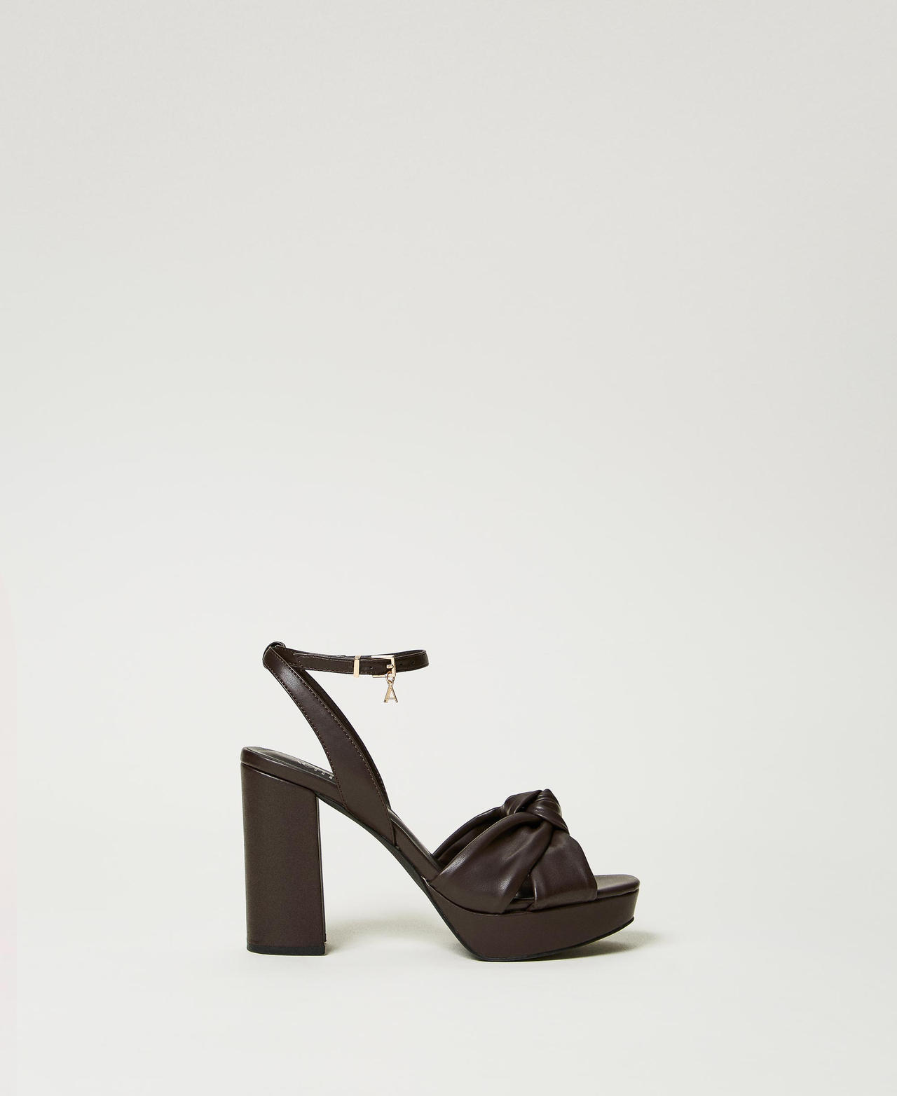Platform sandals with knot Mol&egrave; Brown Woman 242ACP028_11723_01