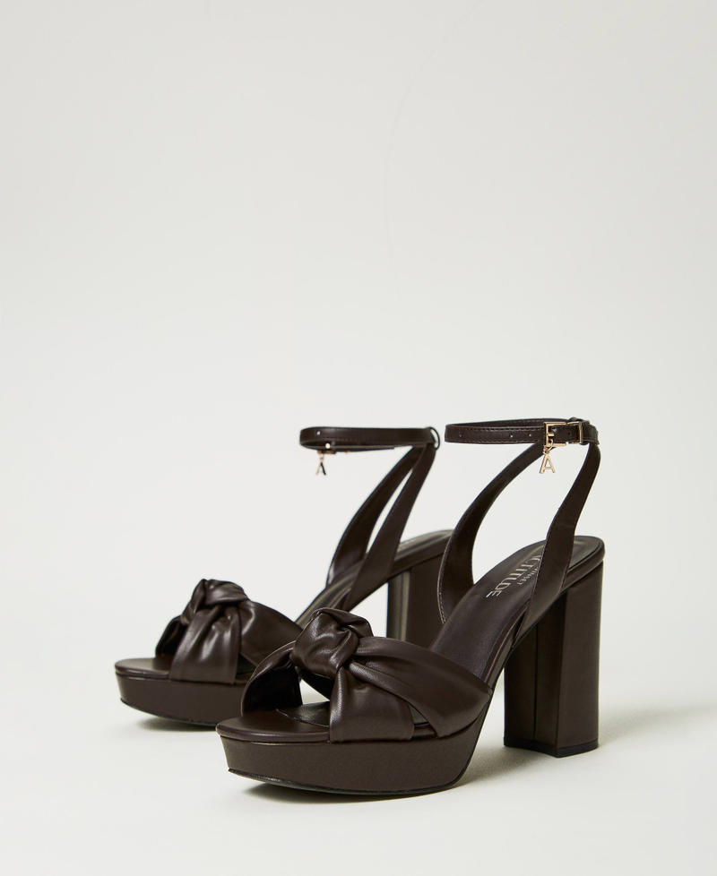 Platform sandals with knot Molè Brown Woman 242ACP028-02