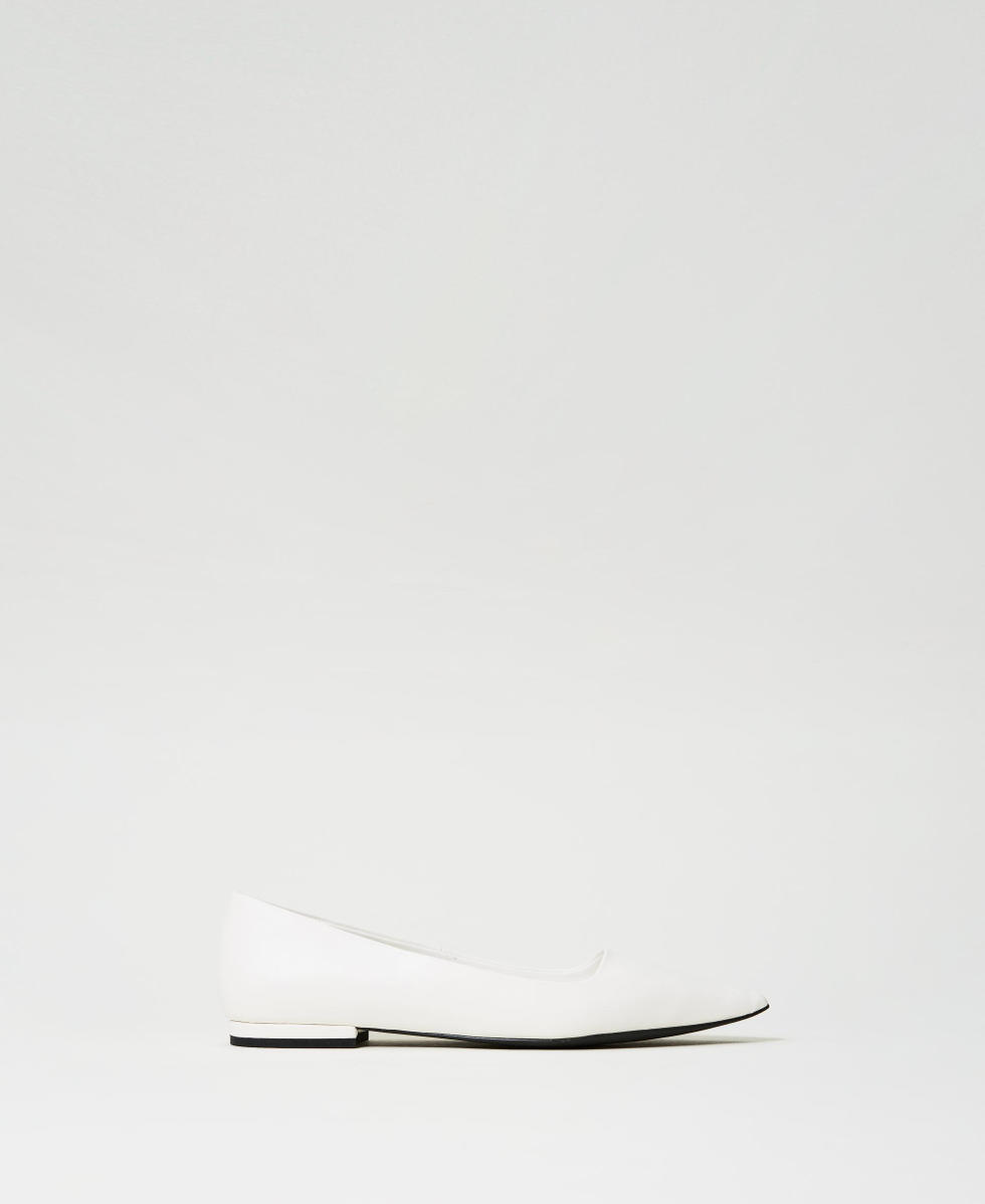 Ballerina shoes with tampered toe Woman, White | TWINSET Milano