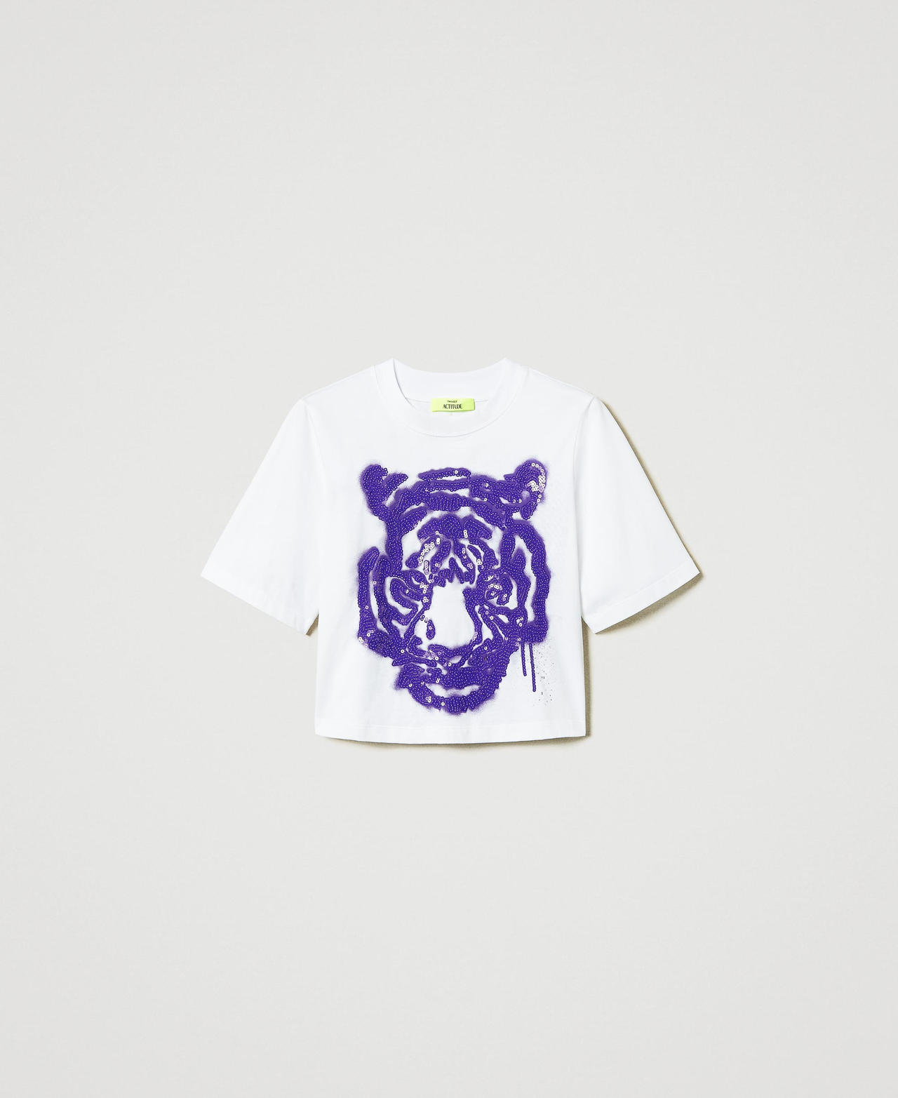 Scee by twin set T-shirt boxy MYFO con stampa e paillettes