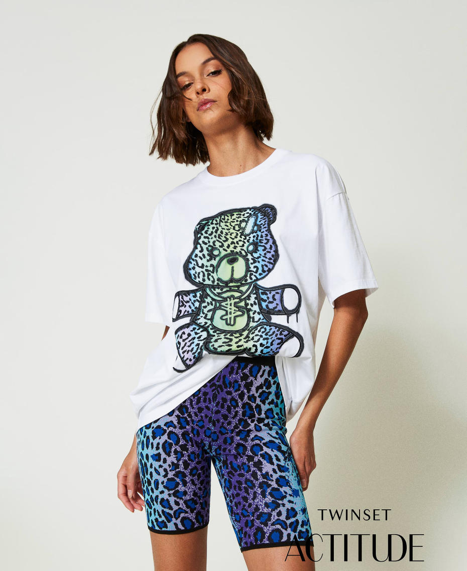 MYFO oversize T-shirt with print and embroidery Colourful Bear Woman 242AM2011_11883_01