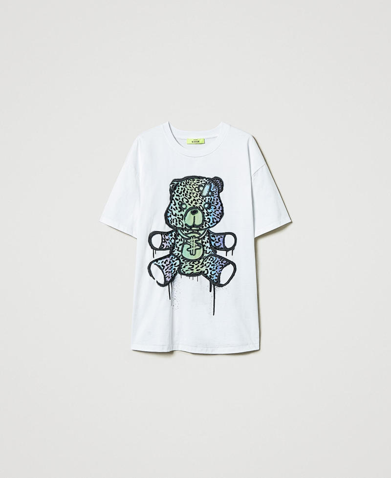T-shirt oversize MYFO avec imprimé et broderie Ours Coloré Femme 242AM2011_11883_S0