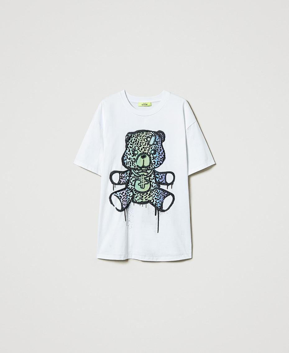 T-shirt oversize MYFO avec imprimé et broderie Ours Coloré Femme 242AM2011_11883_S0