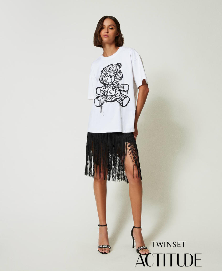 MYFO oversize T-shirt with print and embroidery B&W Bear Woman 242AM2011_11884_01