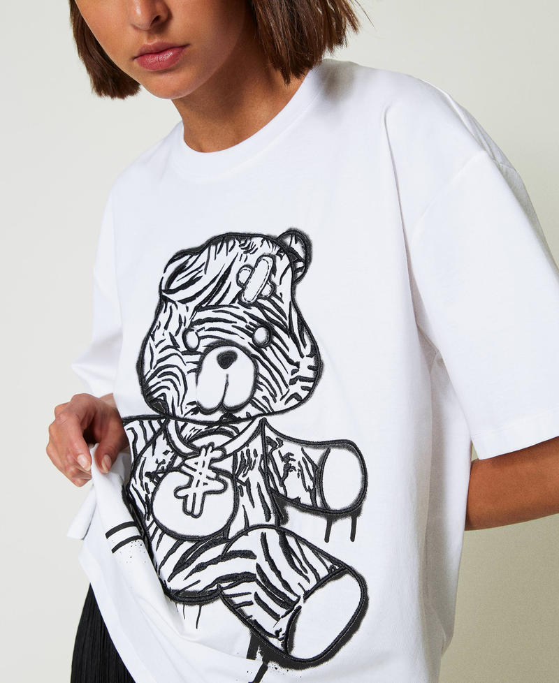 MYFO oversize T-shirt with print and embroidery B&W Bear Woman 242AM2011_11884_04