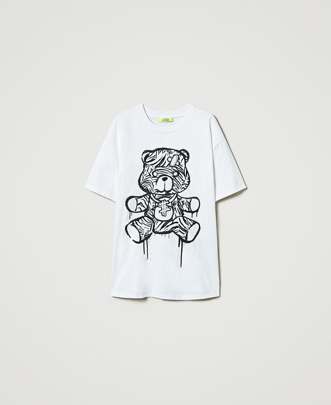 MYFO oversize T-shirt with print and embroidery B&W Bear Woman 242AM2011_11884_0S