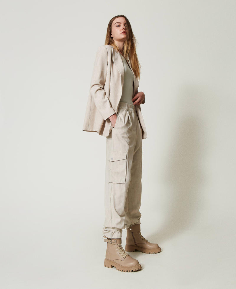 Pantaloni cargo MYFO con ricamo Dull Gold Melange Donna 242AM2042_11788_02