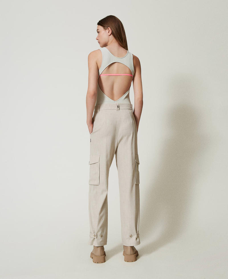 Pantaloni cargo MYFO con ricamo Dull Gold Melange Donna 242AM2042_11788_03