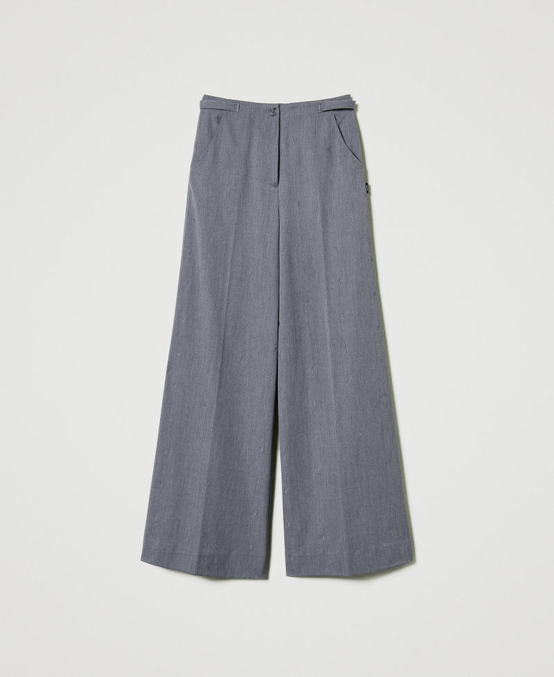 MYFO palazzo trousers with embroidery Mid Melange Grey Woman 242AM2043_11727_S0