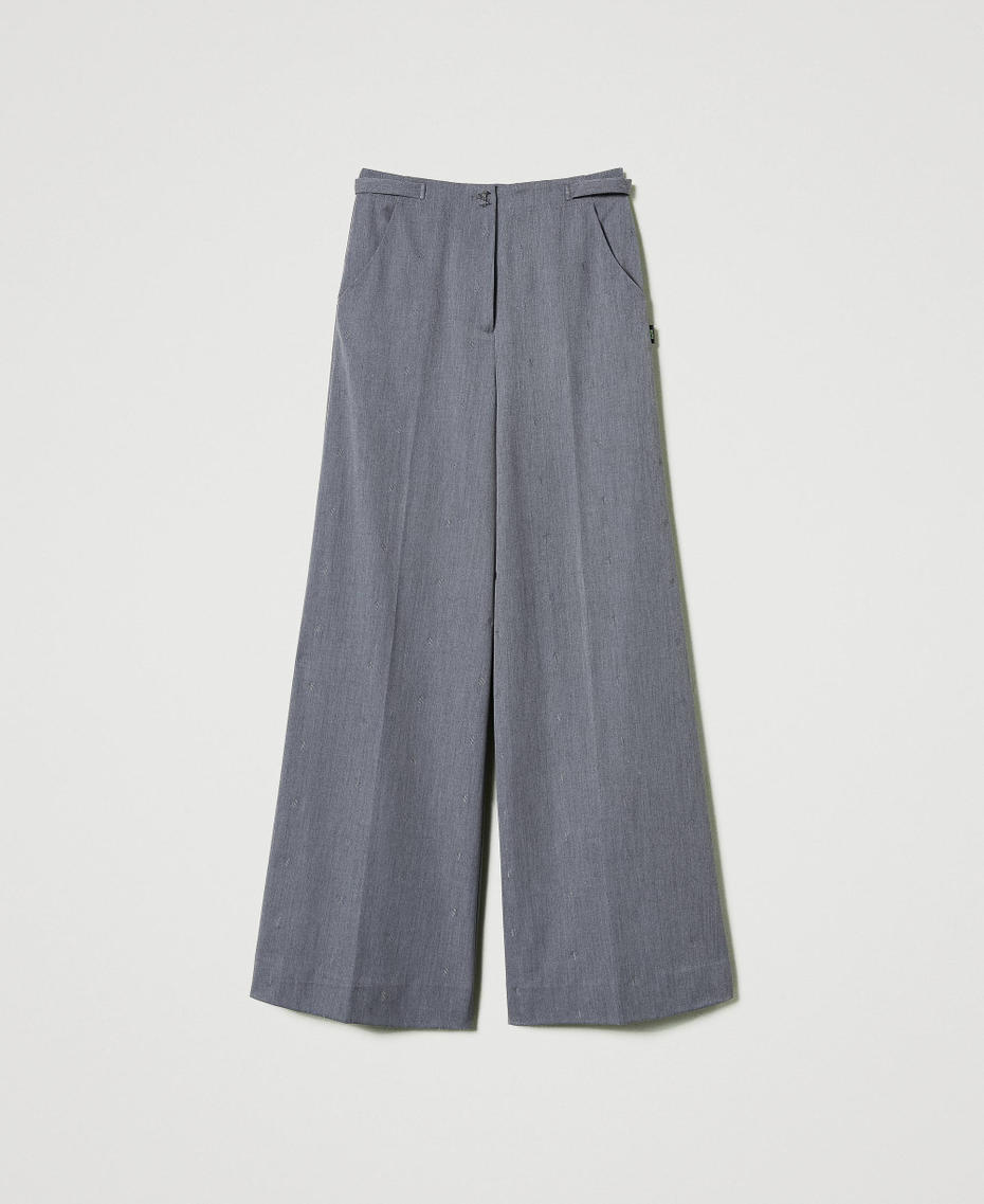 MYFO palazzo trousers with embroidery Mid Melange Grey Woman 242AM2043_11727_S0