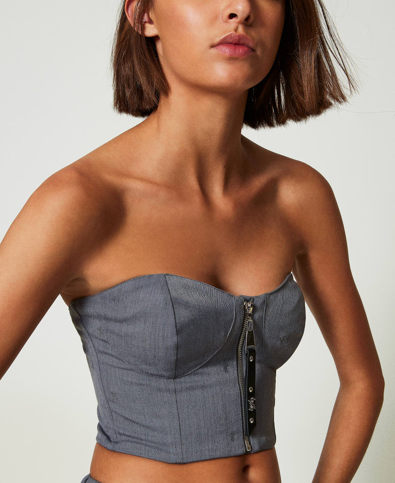 MYFO bustier with embroidery Mid Melange Grey Woman 242AM2044_11727_04