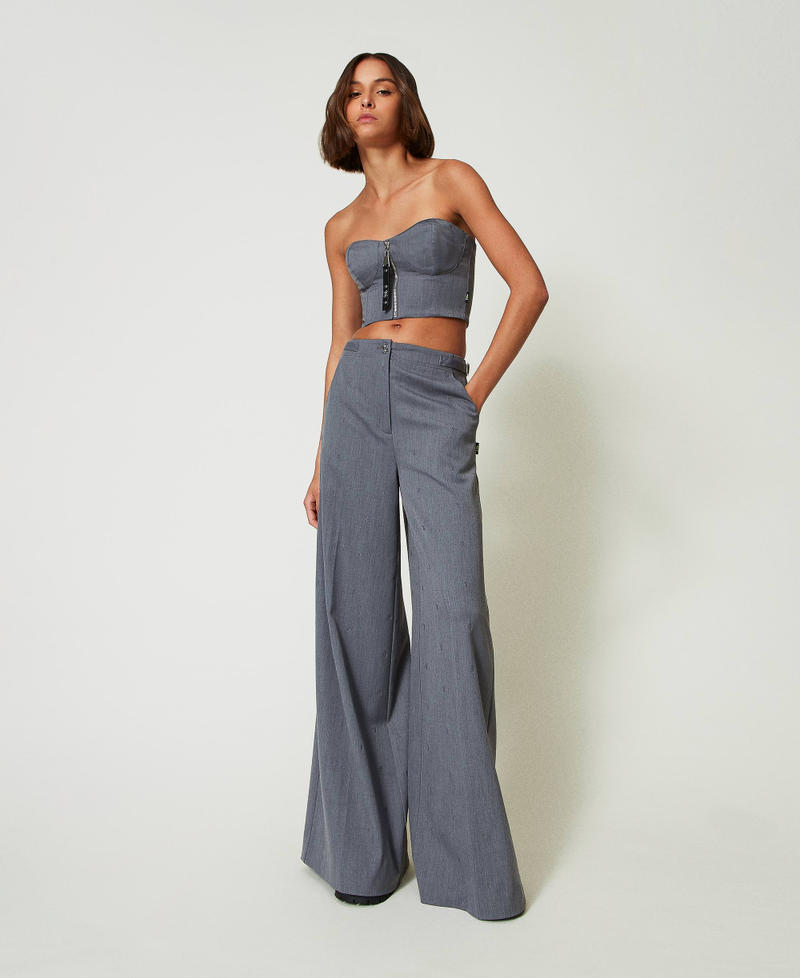 MYFO bustier with embroidery Mid Melange Grey Woman 242AM2044_11727_T0