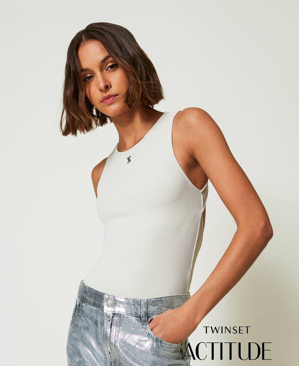 Body MYFO c&ocirc;tel&eacute; avec logo Blanc Neige Femme 242AM2070_00282_01