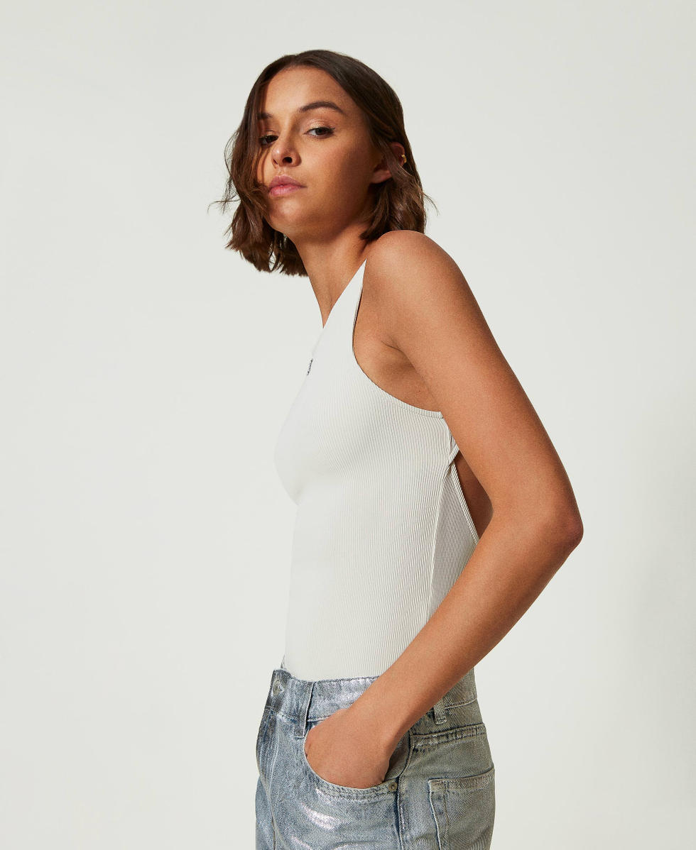 Body MYFO c&ocirc;tel&eacute; avec logo Blanc Neige Femme 242AM2070_00282_02