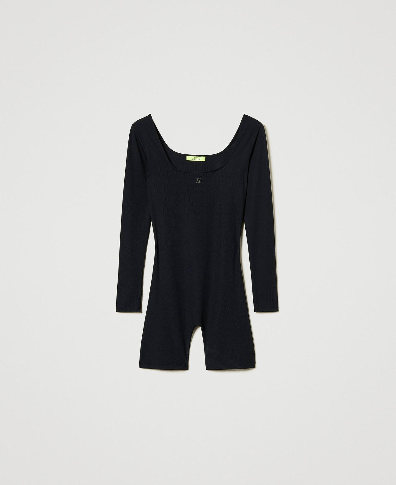 MYFO short ribbed jumpsuit with logo Black Woman 242AM2071_00006_0S