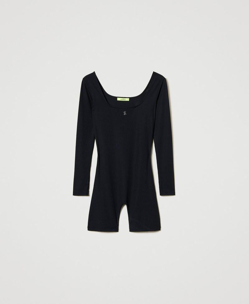 MYFO short ribbed jumpsuit with logo Black Woman 242AM2071_00006_0S