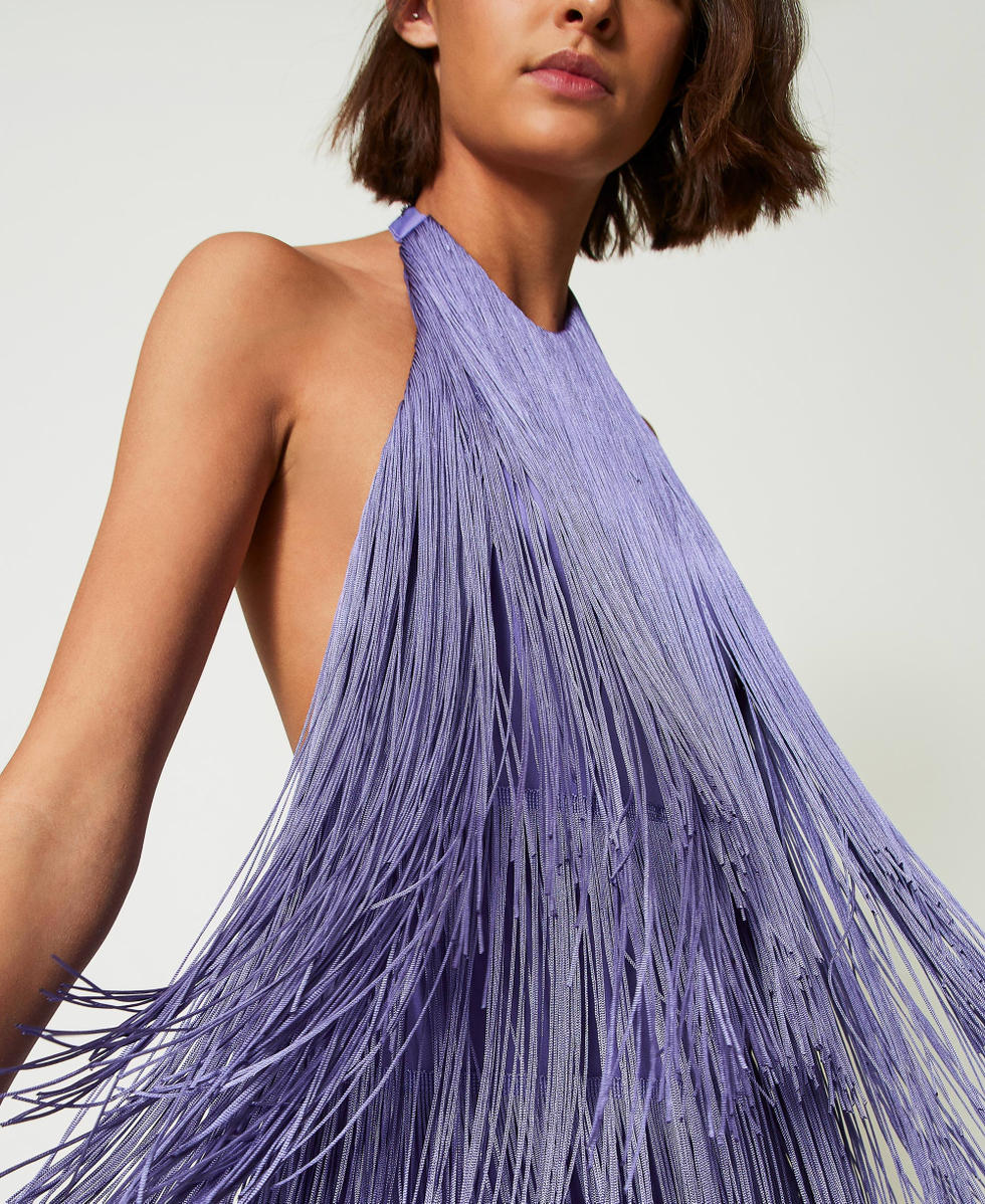 MYFO Minikleid mit Fransen Blasslila Frau 242AM2080_03940_04