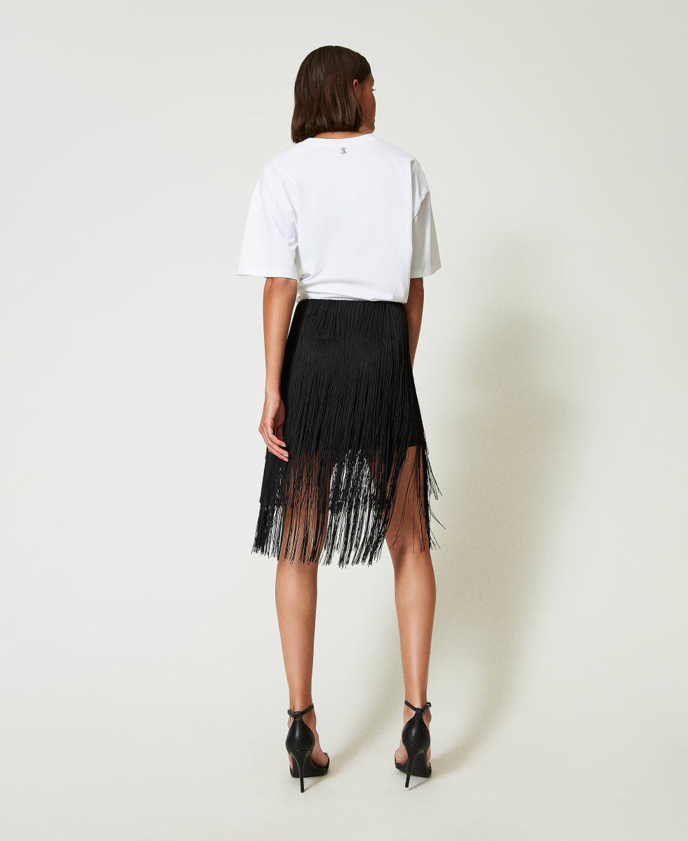 Mini-jupe MYFO avec franges Noir Femme 242AM2081_00006_03