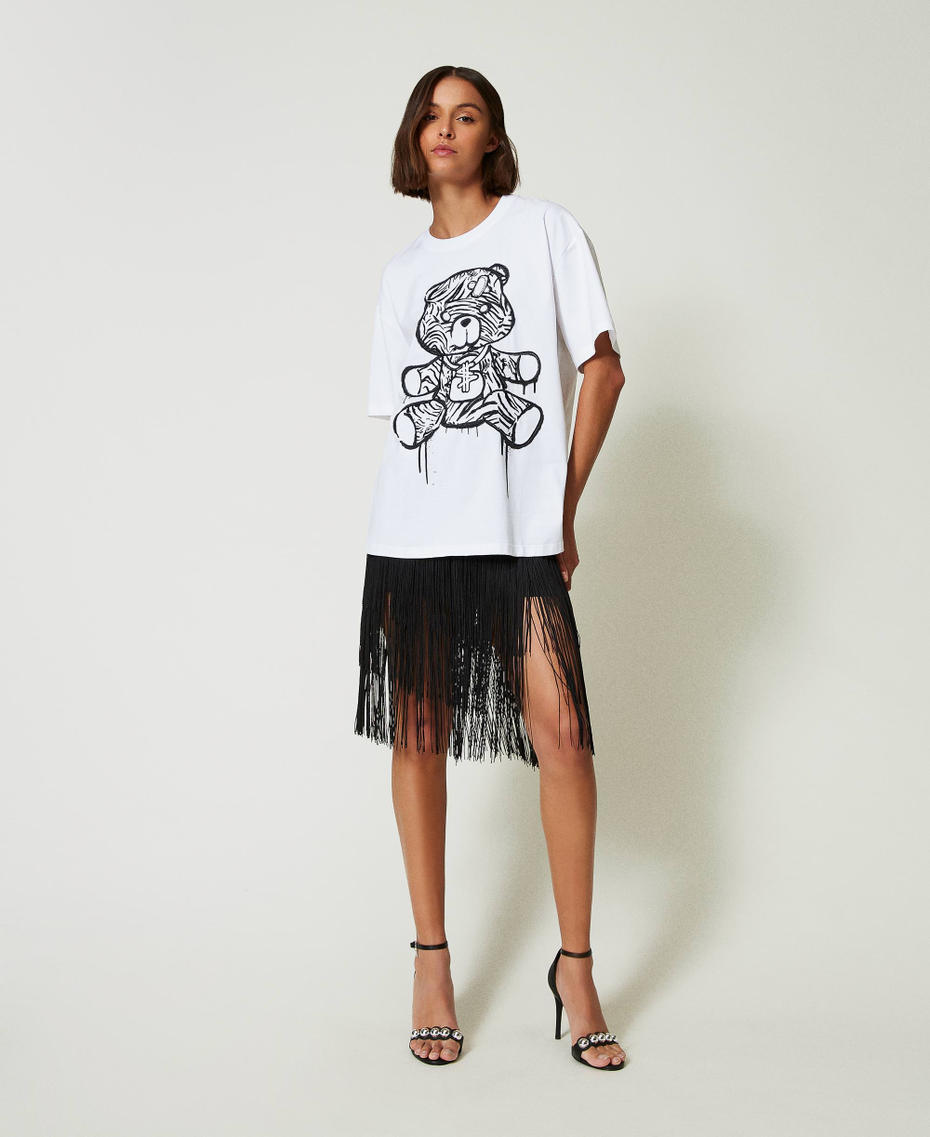 Mini-jupe MYFO avec franges Noir Femme 242AM2081_00006_T0