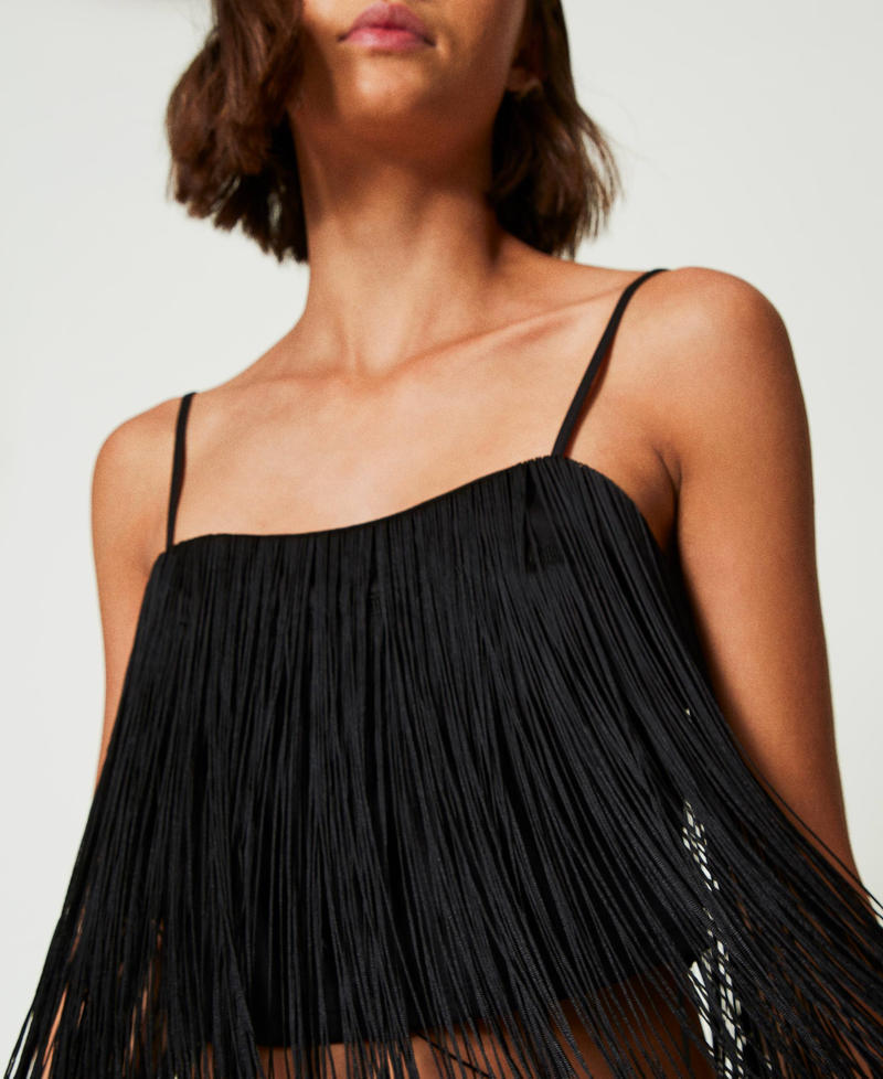 MYFO short top with fringes Black Woman 242AM2082_00006_04