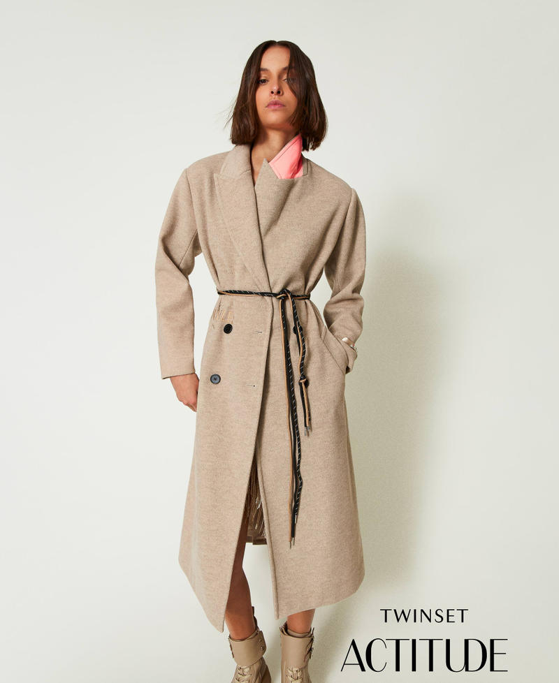 MYFO wool coat with diagonal weave Melange Dull Gold Woman 242AM2090_11788_01