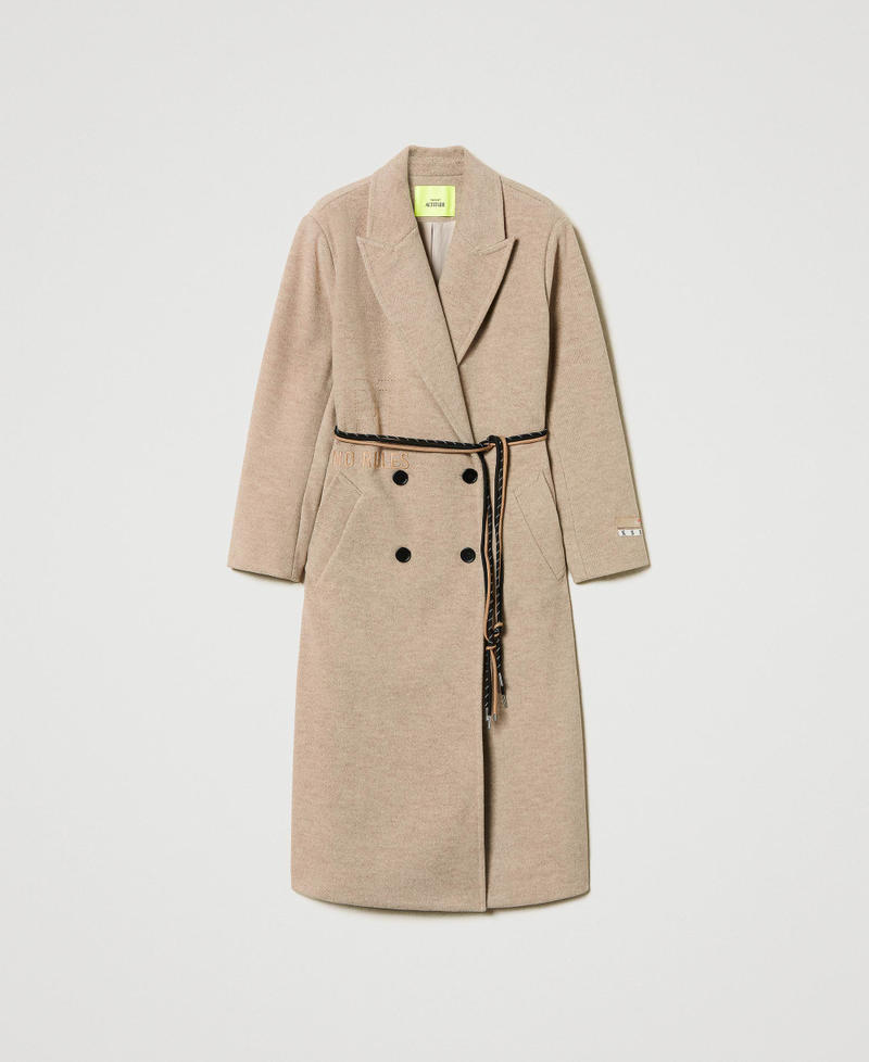 MYFO wool coat with diagonal weave Melange Dull Gold Woman 242AM2090_11788_0S