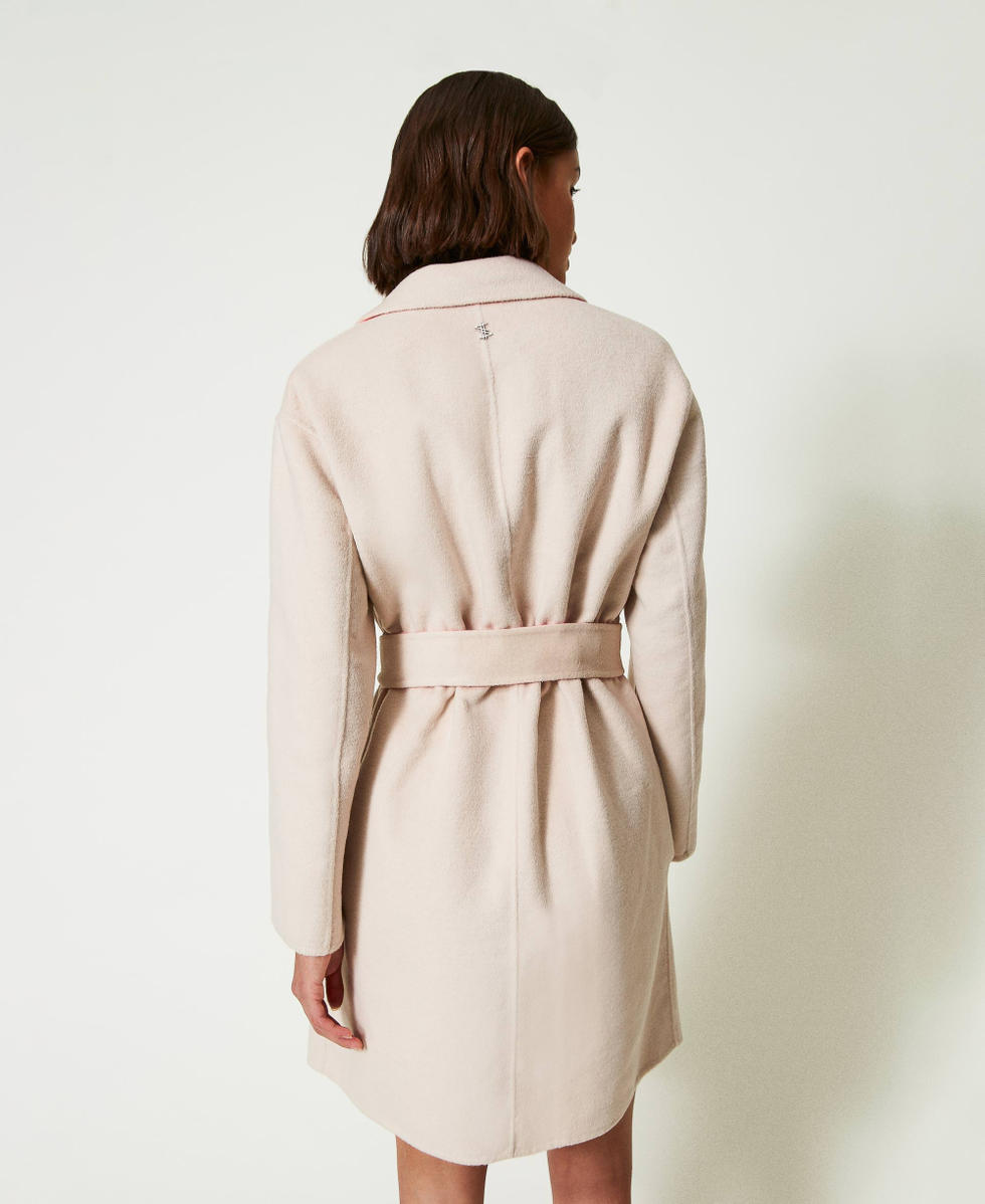 MYFO reversible wool blend coat Woman, Beige | TWINSET Milano