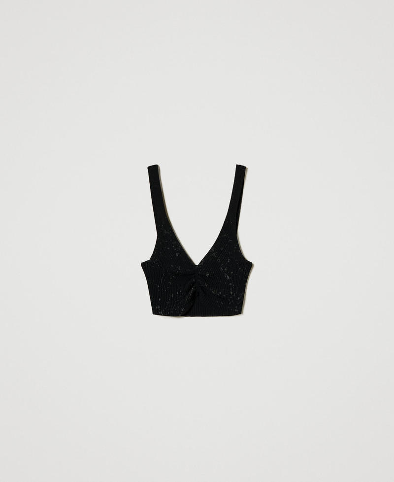 MYFO knit top with glitter print Black Woman 242AM3544_00006_S0