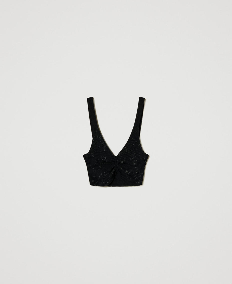 MYFO knit top with glitter print Black Woman 242AM3544_00006_S0