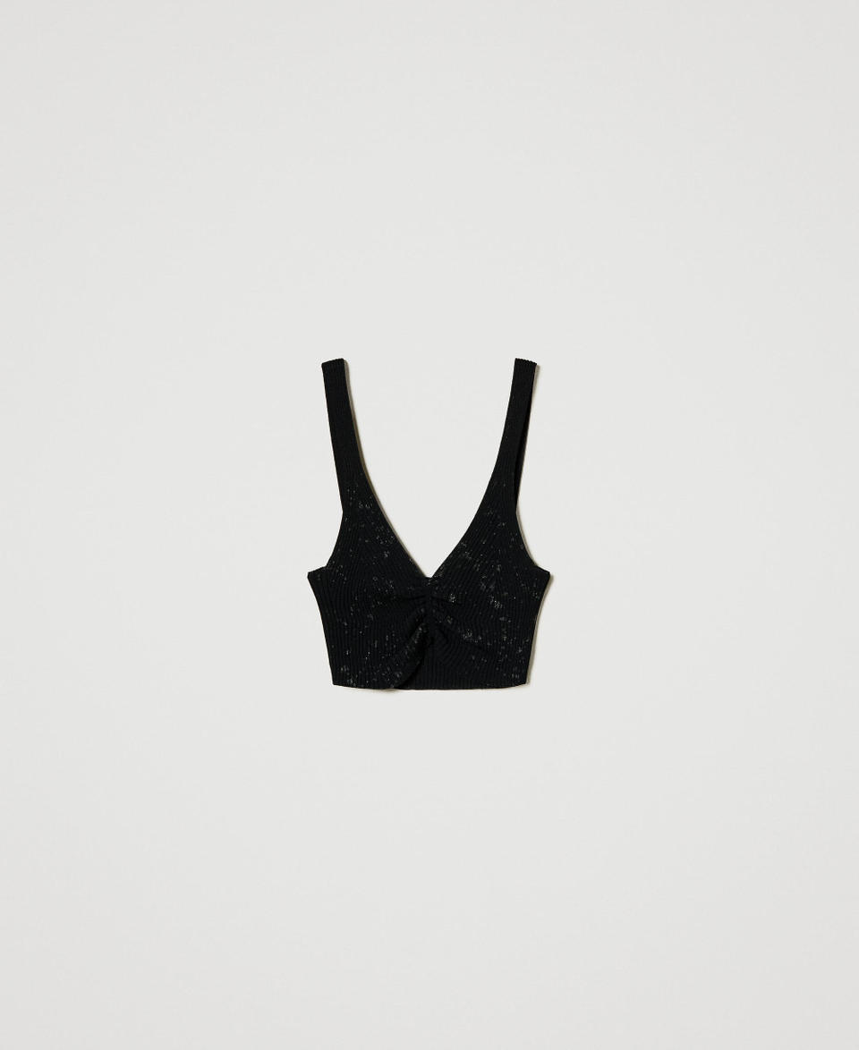MYFO knit top with glitter print Black Woman 242AM3544_00006_S0
