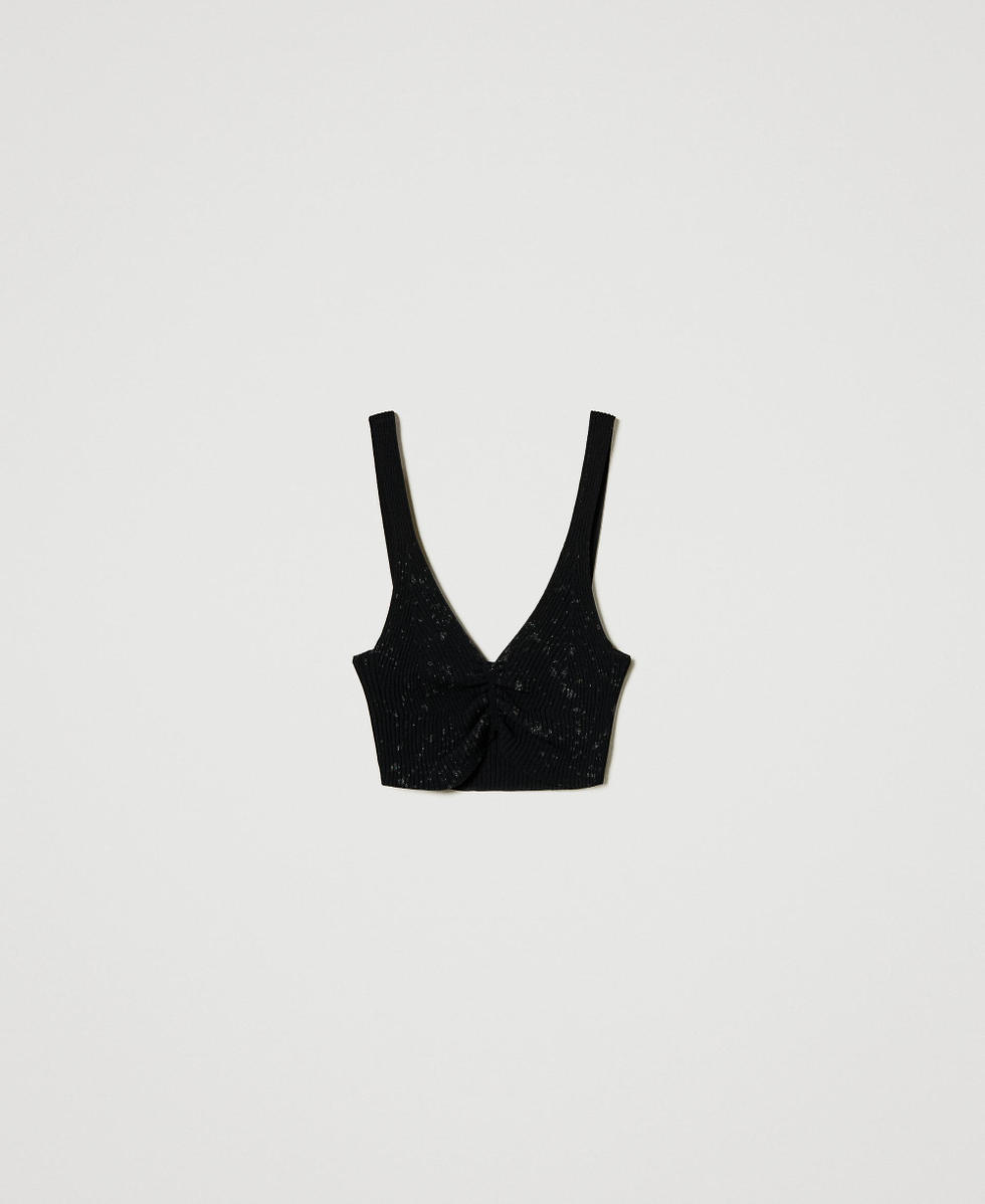 Top MYFO en maille avec imprim&eacute; paillet&eacute; Noir Femme 242AM3544_00006_S0