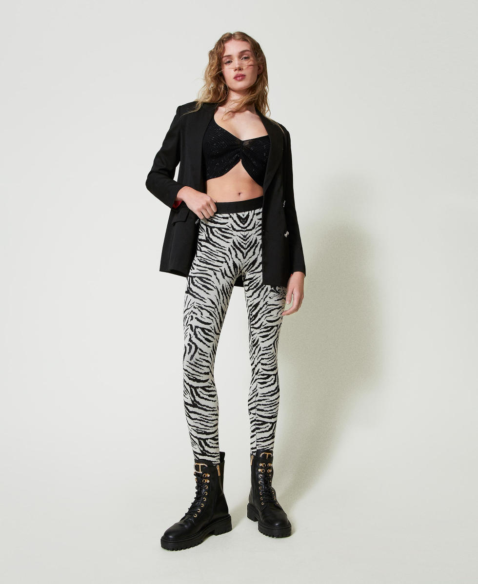 Top MYFO en maille avec imprim&eacute; paillet&eacute; Noir Femme 242AM3544_00006_T0