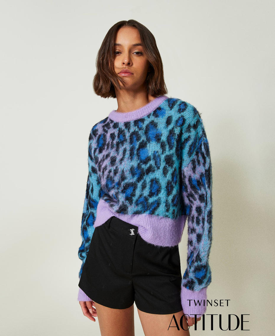 MYFO jacquard knit boxy jumper Multicolour Leopard Jacquard Woman 242AM3551_11792_01