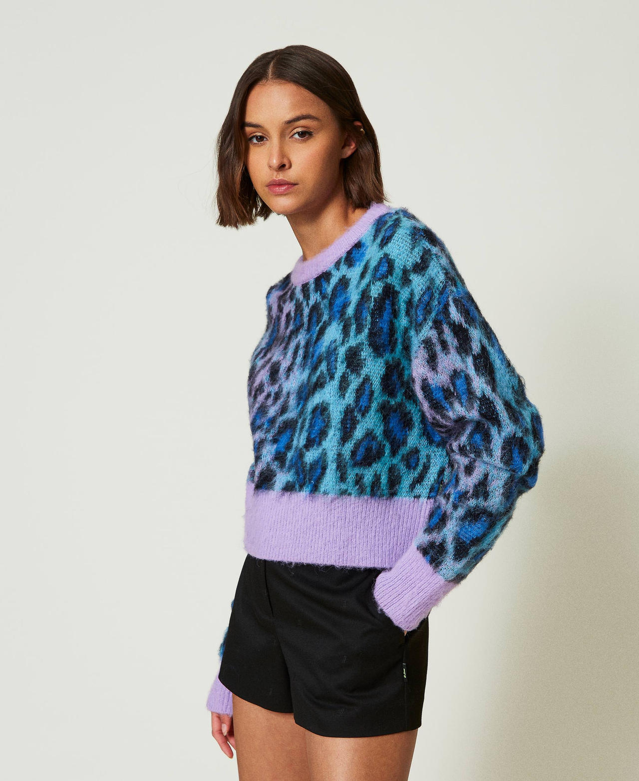 MYFO jacquard knit boxy jumper Multicolour Leopard Jacquard Woman 242AM3551_11792_02