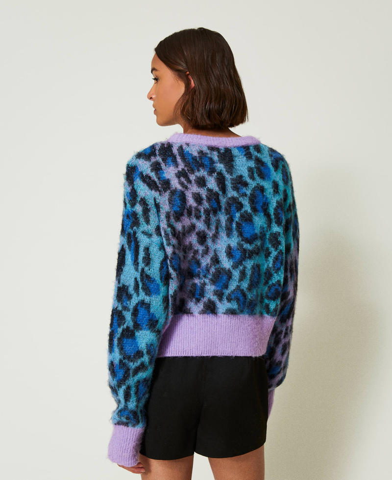 MYFO Kastenpullover aus Jacquard-Strick Multicolor-Jacquard Leopard Frau 242AM3551_11792_03