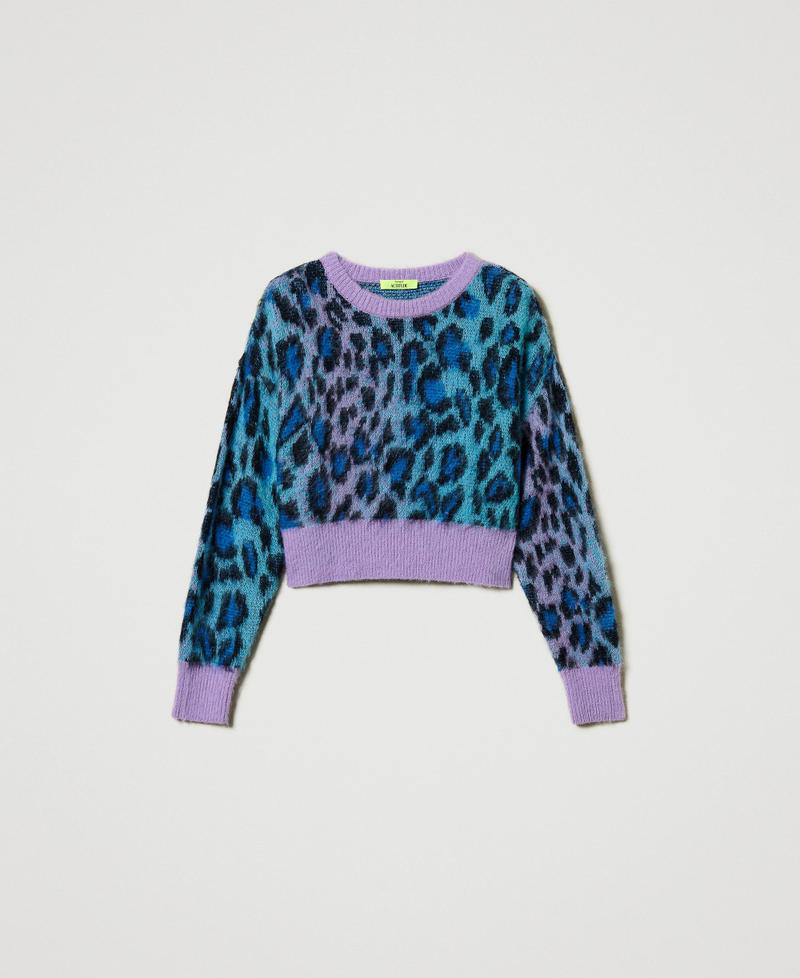 MYFO Kastenpullover aus Jacquard-Strick Multicolor-Jacquard Leopard Frau 242AM3551_11792_S0