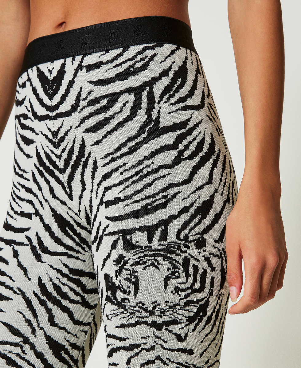 Legging MYFO en maille jacquard Jacquard Bicolore Tigre Femme 242AM3552_11791_04